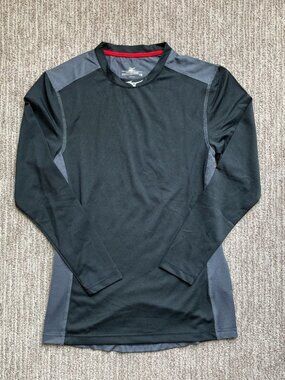 Men's XS Mizuno Elite Stretch Long Sleeve Performance Baseball Shirt black Gray